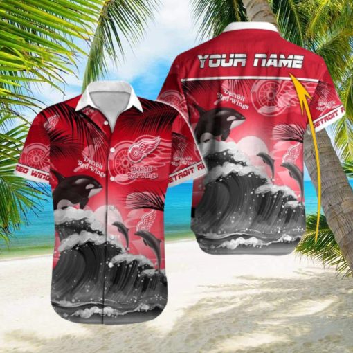 NHL Detroit Red Wings Orca And Waves Personalized Hawaiian Shirt