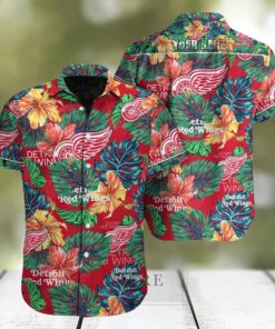 NHL Detroit Red Wings Tropical Floral Custom Name Hawaiian Shirt