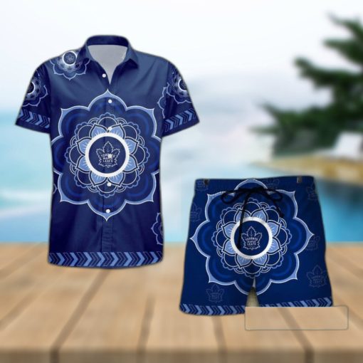 NHL Toronto Maple Leafs Flower Set Hawaiian Shirt And Shorts Beach Gift For Fans