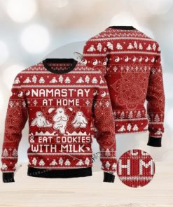 Namast’ay At Home Eat Cookies With Milk Womens Ugly Sweater