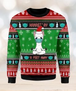 Namaste Stay 6 Feet Away Ugly Christmas Sweater Xmas Gift Men And Women Christmas Sweater