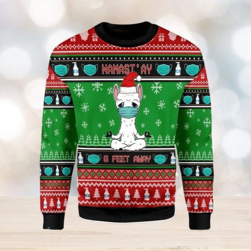 Namaste Stay 6 Feet Away Ugly Christmas Sweater Xmas Gift Men And Women Christmas Sweater