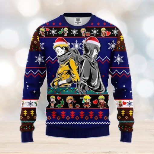 Naruto Sasuke Ugly Christmas Sweater Blue 1 Amazing Gift Men And Women Christmas Gift