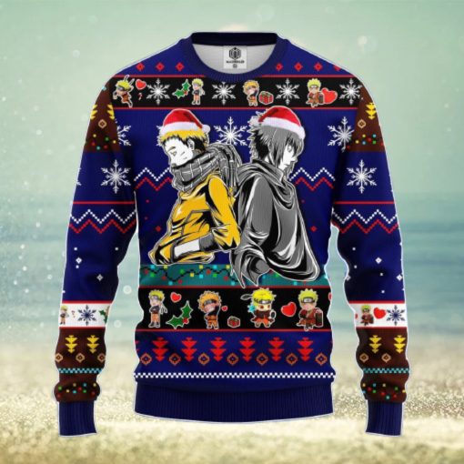 Naruto Sasuke Ugly Christmas Sweater Blue 1 Amazing Gift Men And Women Christmas Gift