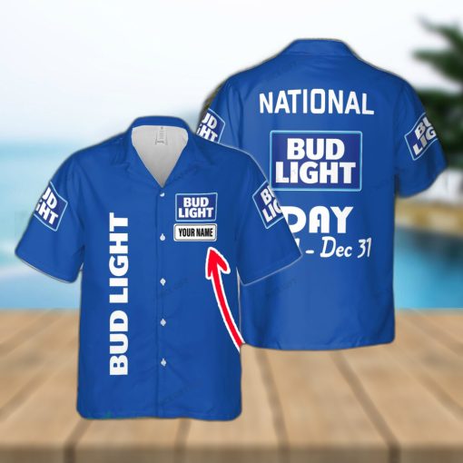 National Bud Light Lei Custom Name Hawaiian Shirt Love Beer Gift