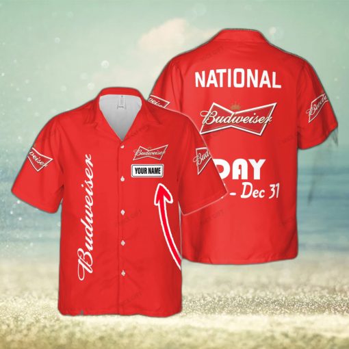 National Budweiser Coconut Custom Name Hawaiian Shirt Love Beer Gift