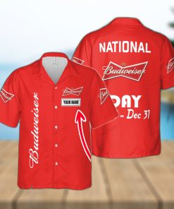 National Budweiser Coconut Custom Name Hawaiian Shirt Love Beer Gift