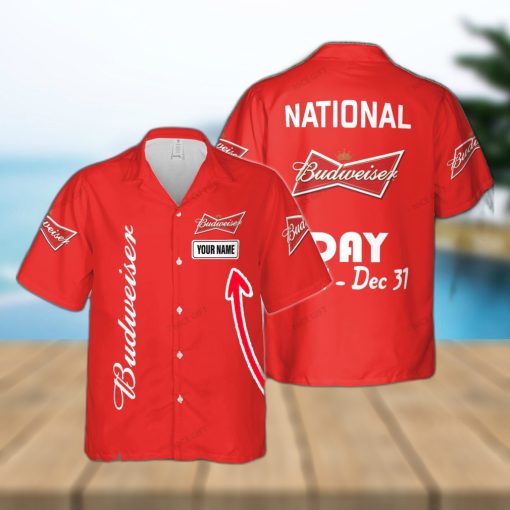 National Budweiser Coconut Custom Name Hawaiian Shirt Love Beer Gift