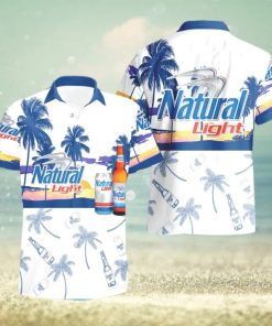 Natural Light Beer Tropical Palm Tree Hawaiian Shirt And Shorts For Beach Lovers