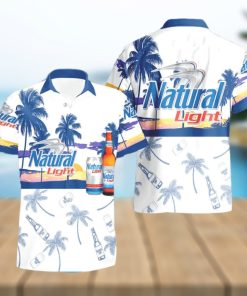 Natural Light Beer Tropical Palm Tree Hawaiian Shirt And Shorts For Beach Lovers