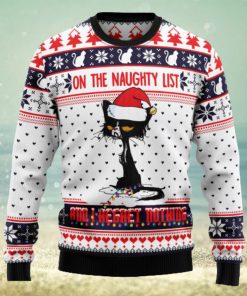 Naughty List Cat Meow Ugly Christmas Sweater Thankgiving Gift Men Women