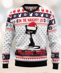 Naughty List Cat Meow Ugly Christmas Sweater Thankgiving Gift Men Women