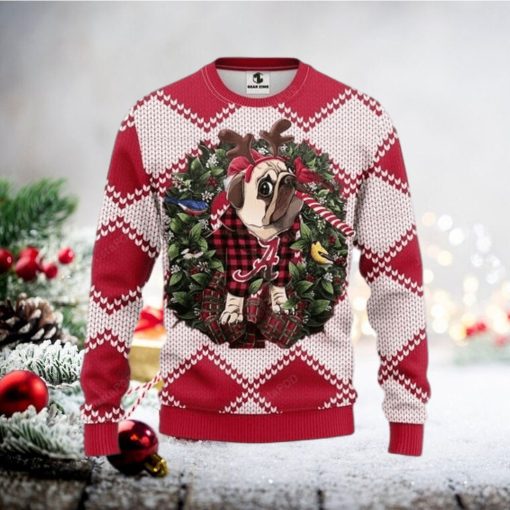 Ncaa Alabama Crimson Tide Pug Dog Ugly Christmas Sweater, All Over Print Sweatshirt, Ugly Sweater, Christmas Sweaters, Hoodie, Sweater