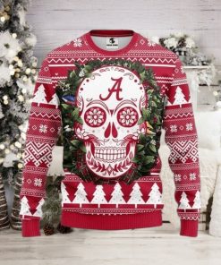 Ncaa Alabama Crimson Tide Skull Flower Ugly Christmas Sweater, All Over Print Sweatshirt, Ugly Sweater, Christmas Sweaters, Hoodie, Sweater