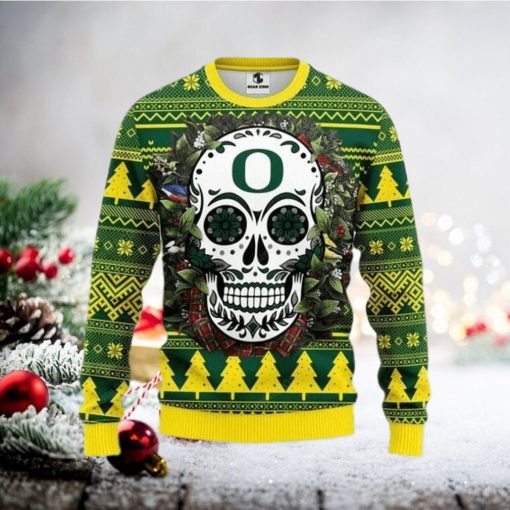 Ncaa Oregon Ducks Skull Ugly Christmas Sweater, All Over Print Sweatshirt, Ugly Sweater, Christmas Sweaters, Hoodie, Sweater