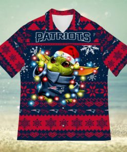 New England Patriots Baby Yoda Star Wars Sports Football Ugly Christmas Sweater Pattern 3D Hawaiian Shirt Christmas Gift