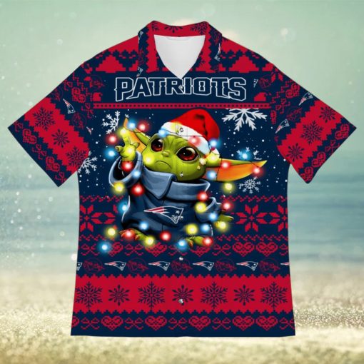 New England Patriots Baby Yoda Star Wars Sports Football Ugly Christmas Sweater Pattern 3D Hawaiian Shirt Christmas Gift