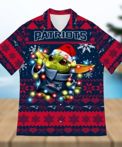 New England Patriots Baby Yoda Star Wars Sports Football Ugly Christmas Sweater Pattern 3D Hawaiian Shirt Christmas Gift