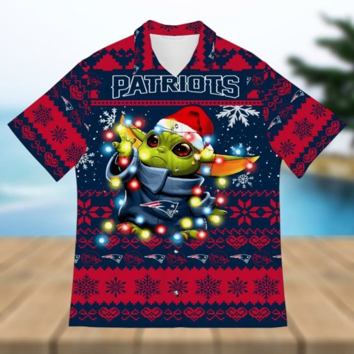 New England Patriots Baby Yoda Star Wars Sports Football Ugly Christmas Sweater Pattern 3D Hawaiian Shirt Christmas Gift