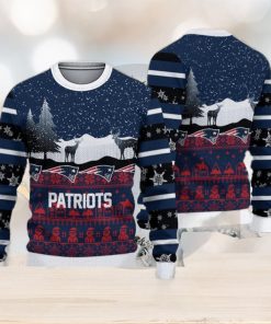 New England Patriots Christmas Reindeers Pattern Knitted Ugly Christmas Sweater AOP Gift For Men And Women