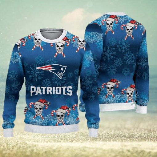 New England Patriots Christmas Skull 3D Bauble Knitted Sweater For Winter