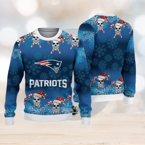 New England Patriots Christmas Skull 3D Bauble Knitted Sweater For Winter