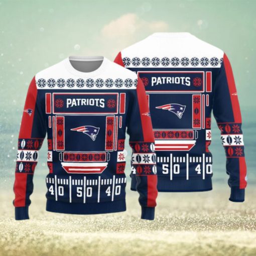 New England Patriots Logo Knitted Ball Snowfalke Pattern Ugly Christmas Sweater