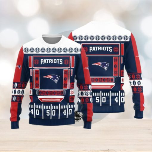 New England Patriots Logo Knitted Ball Snowfalke Pattern Ugly Christmas Sweater