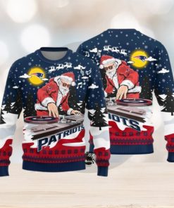 New England Patriots Logo Knitted Funny DJ Santa Ugly Christmas Sweater