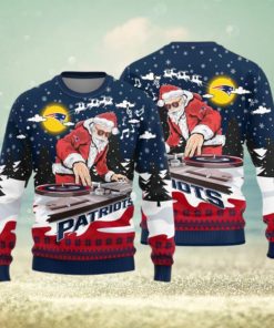 New England Patriots Logo Knitted Funny DJ Santa Ugly Christmas Sweater