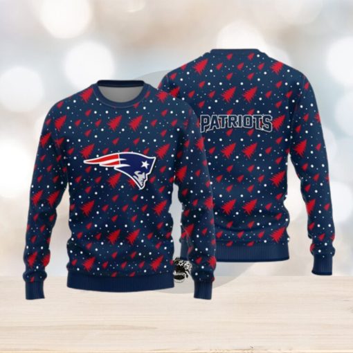 New England Patriots Logo Knitted Pine Tree Patterns Pattern Ugly Christmas Sweater