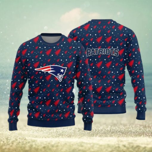 New England Patriots Logo Knitted Pine Tree Patterns Pattern Ugly Christmas Sweater