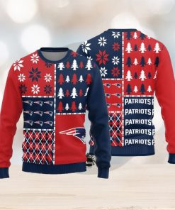 New England Patriots Logo Knitted Pine Trees Pattern Ugly Christmas Sweater