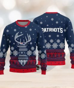 New England Patriots Logo Knitted Reindeer Ugly Christmas Sweater