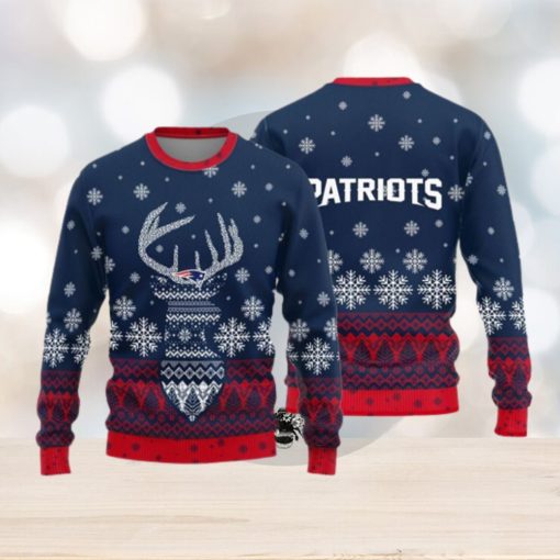 New England Patriots Logo Knitted Reindeer Ugly Christmas Sweater