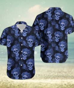 New England Patriots Mystery Skull And Flower Funny Hawaiian Shirt Gift For Halloween