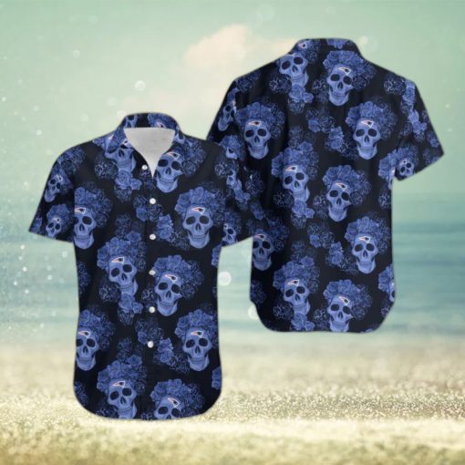 New England Patriots Mystery Skull And Flower Funny Hawaiian Shirt Gift For Halloween