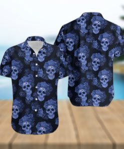 New England Patriots Mystery Skull And Flower Funny Hawaiian Shirt Gift For Halloween