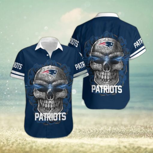 New England Patriots Skull Carved Hawaiian Shirt Men Women Gift For Halloween