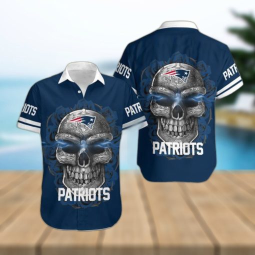 New England Patriots Skull Carved Hawaiian Shirt Men Women Gift For Halloween