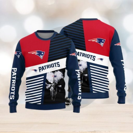 New England Patriots Skull Pattern Ugly Christmas Sweater