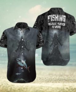 New Fishing Because Murder Is Wrong Crazy Fishing Leobees All Over Print Hawaiian Shirt