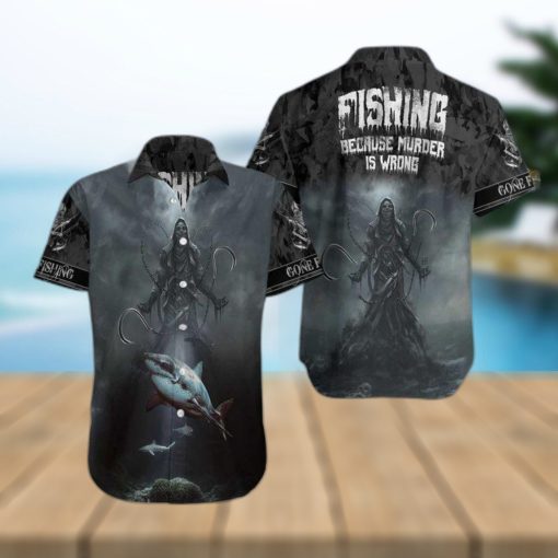 New Fishing Because Murder Is Wrong Crazy Fishing Leobees All Over Print Hawaiian Shirt