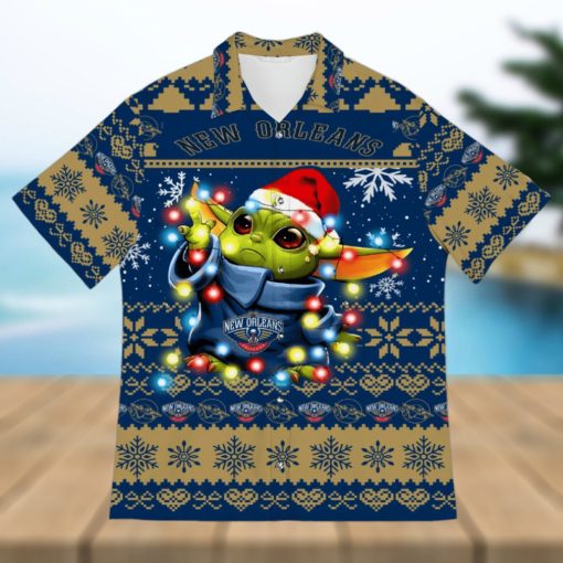 New Orlean Pelicans Baby Yoda Star Wars Sports Football Ugly Christmas Sweater Pattern 3D Hawaiian Shirt Christmas Gift