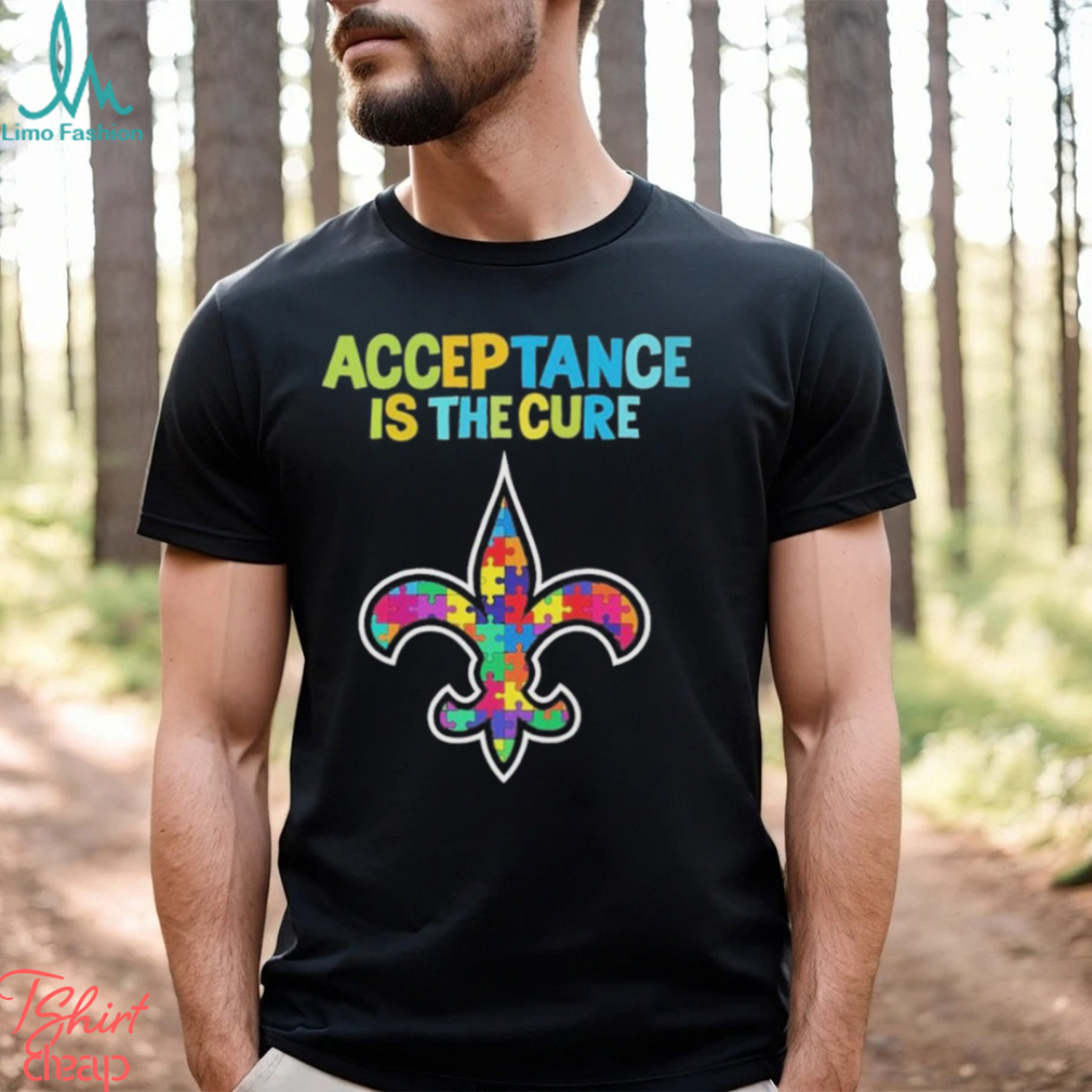 New Orleans Saints Acceptance Is The Cure Autism T Shirt - Limotees