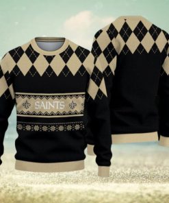 New Orleans Saints Christmas Caro Pattern Ugly Sweater For Men Women