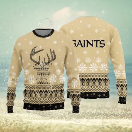 New Orleans Saints Christmas Reindeer Ugly Christmas Sweater Hat AOP Gift For Fans