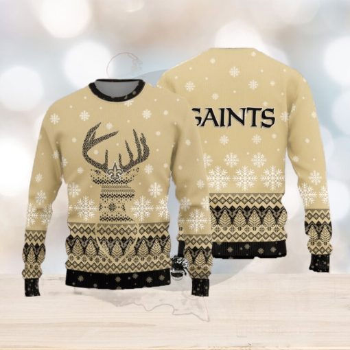 New Orleans Saints Christmas Reindeer Ugly Christmas Sweater Hat AOP Gift For Fans