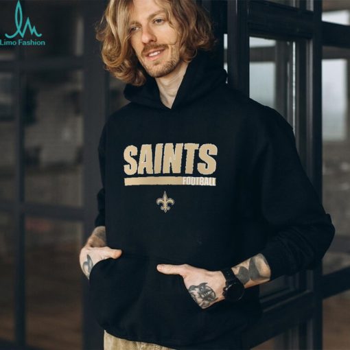 New Orleans Saints Fanatics Branded Long Sleeve T Shirt & Cuffed Knit Hat Combo Set Heather Charcoal Black