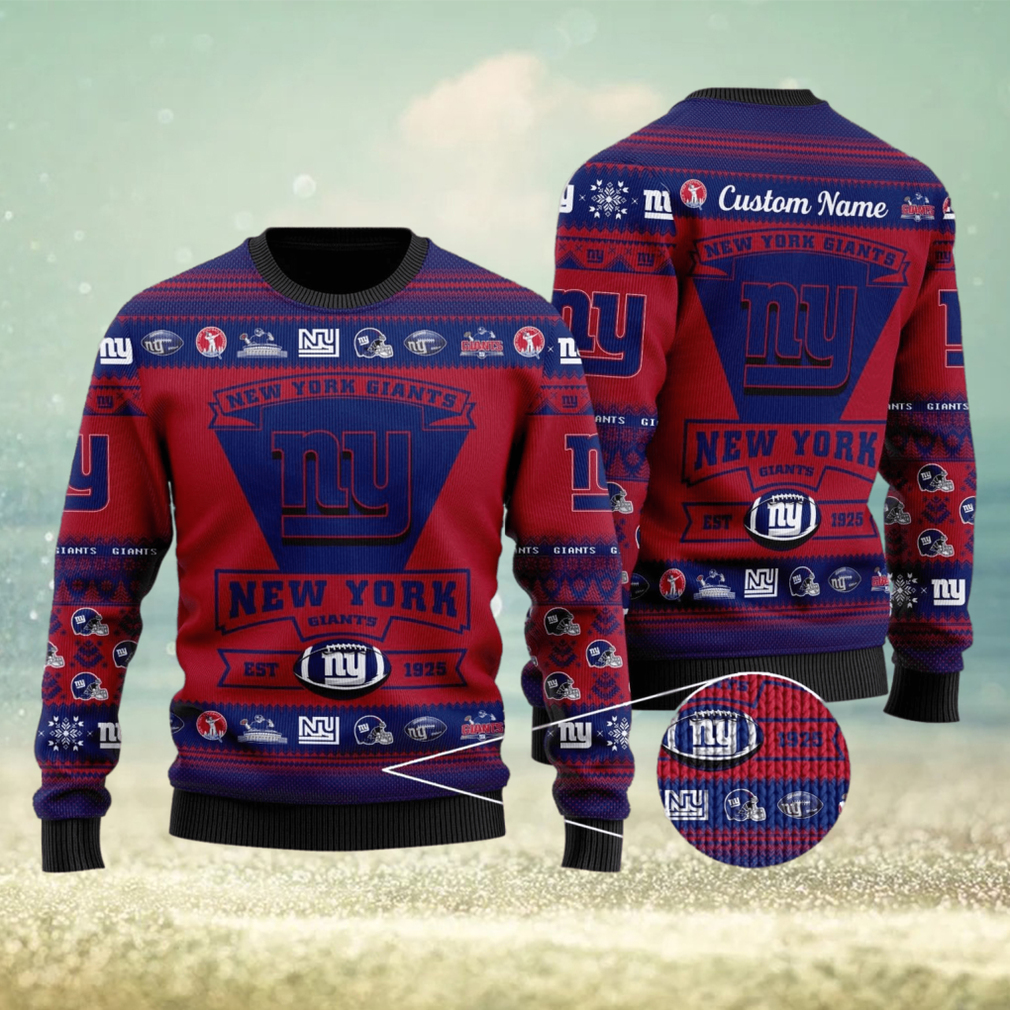 New York Giants Football Team Logo Ugly Christmas Sweater Custom Name  Christmas For Fans - Limotees